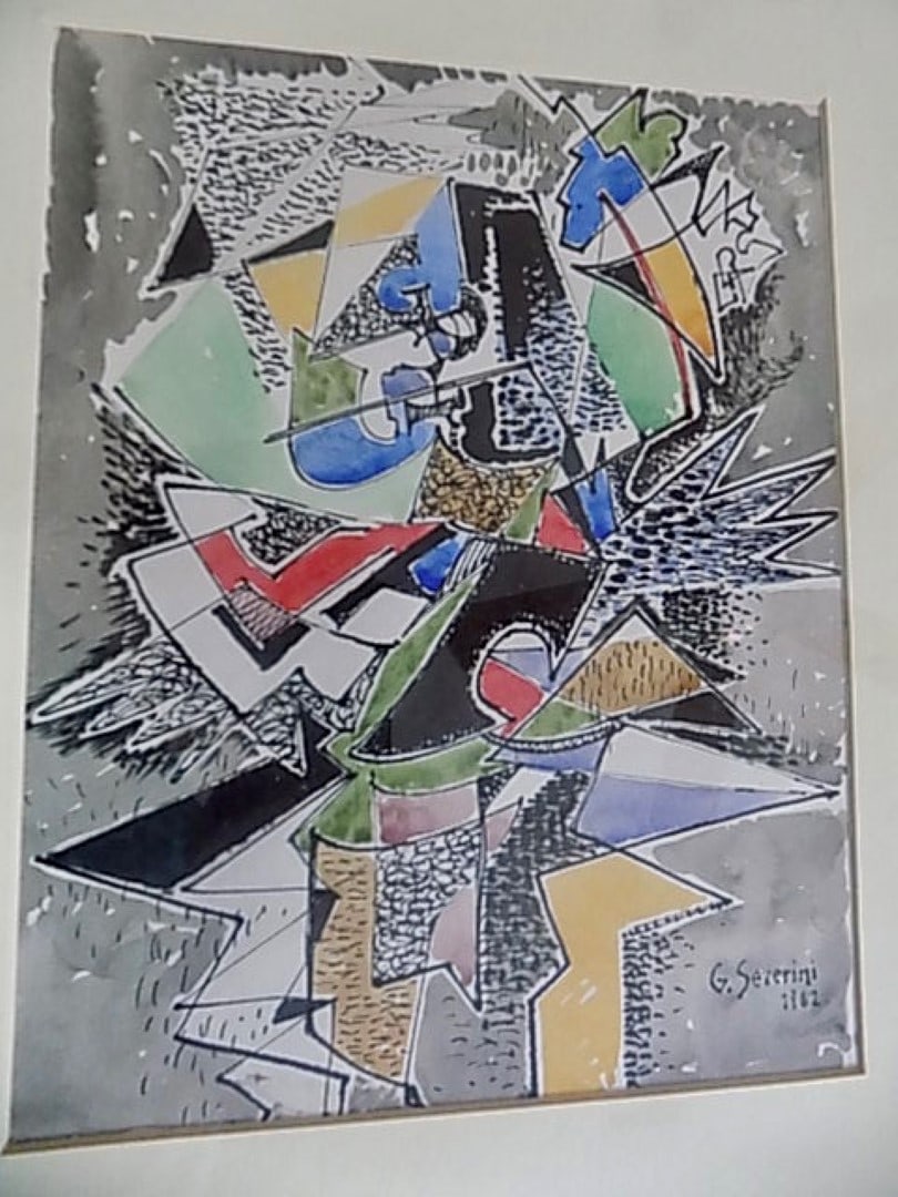 G. Severini. "Abstract" Waterclor, Signed. (1 of 2)