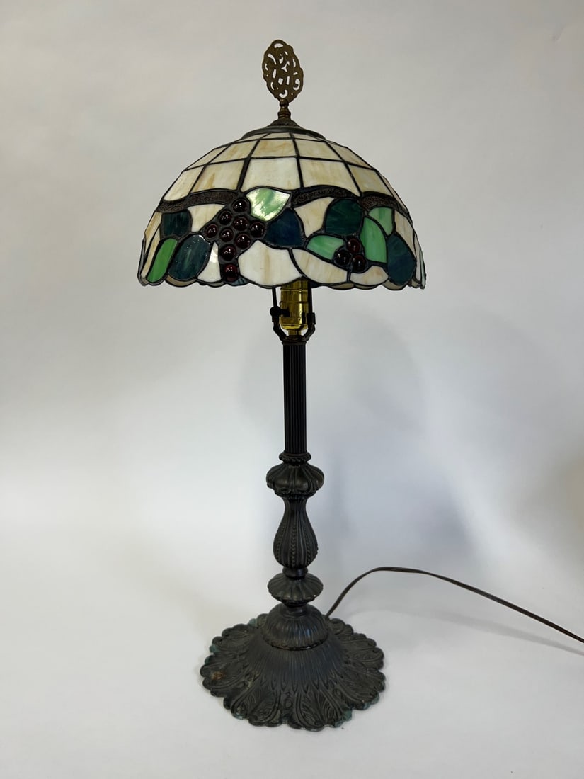 Antique Leaded Lamp Bronze Base (1 of 4)