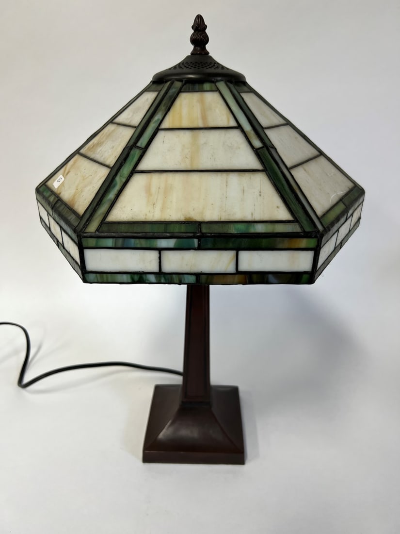 Antique Leaded Lamp in the Manner of Handel (1 of 4)