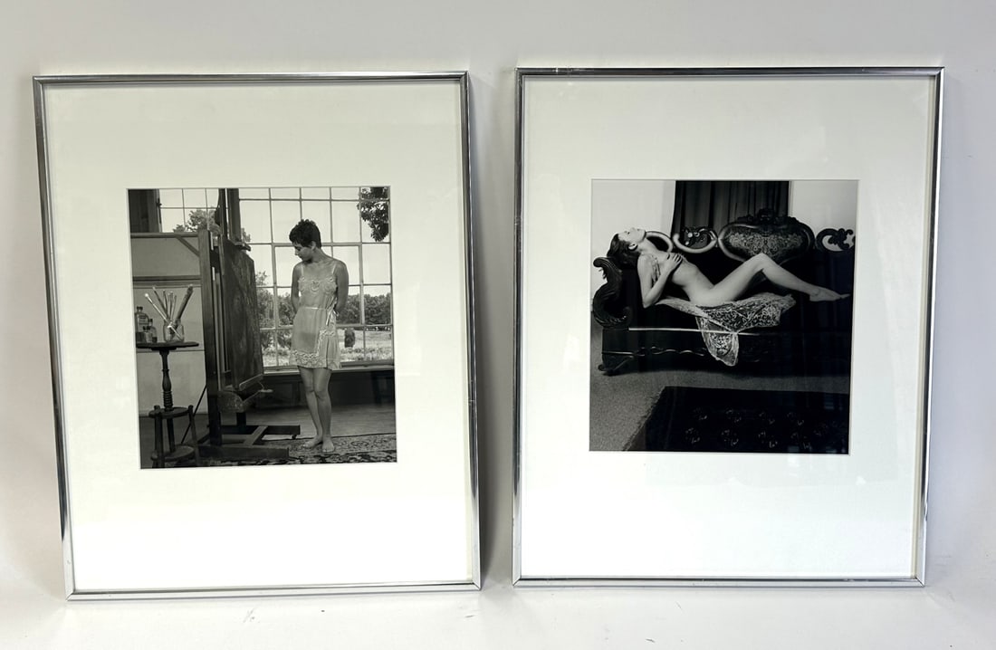 Harriet Tannin; Two(2) 20thC. Modernist Photographs: Two(2) framed 11 x 14 black & white photographs. Modeling Subjects; 20.25in. X 16.25in.(framed)
