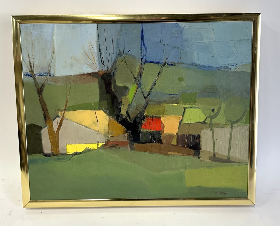 Harriet Tannin; 20thC. Modernist Oil Landscape Signed (1 of 4)