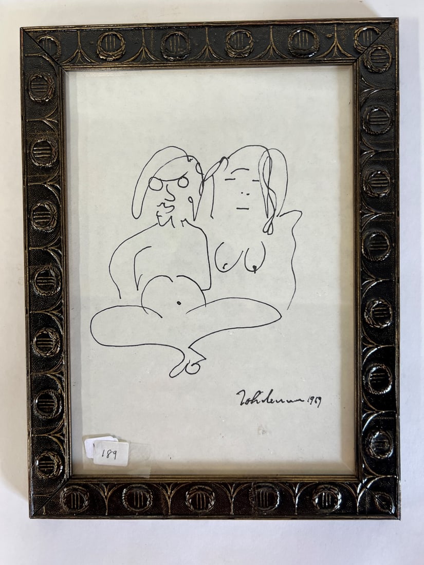 John Lennon Drawing Yoko & John Sgd. (1 of 2)
