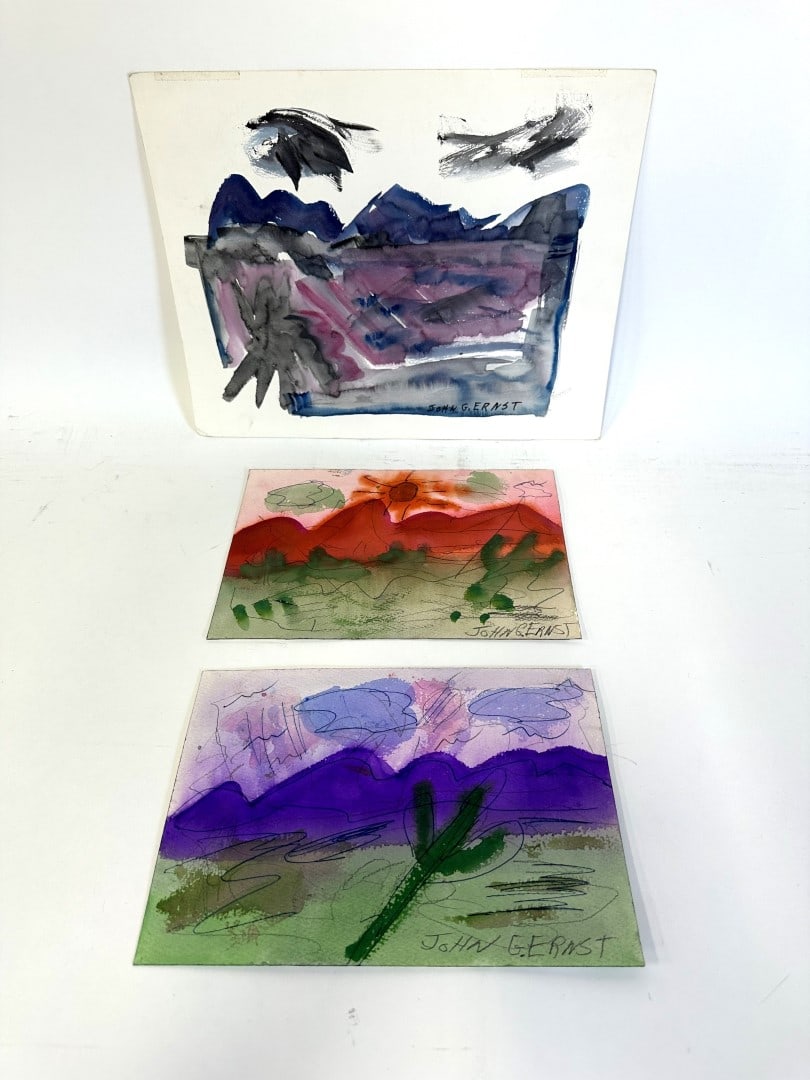 John Ernst; Three(3) 20thC. Modernist Watercolors Signed (1 of 7)