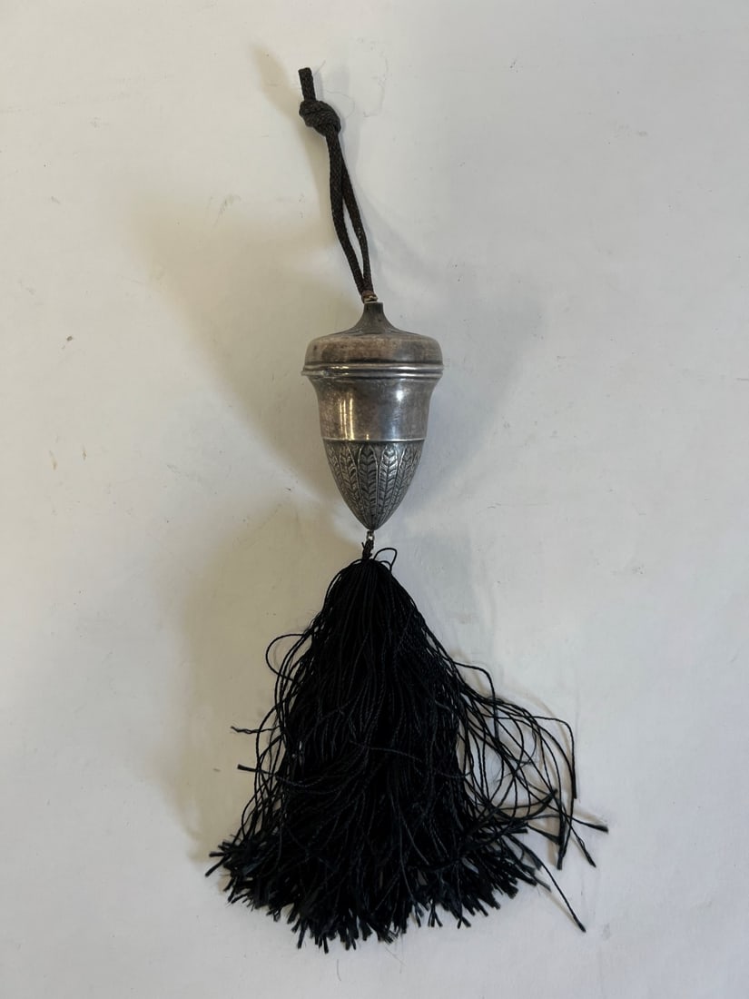 Unusual Antique Chatelaine Compact with Lipstick (1 of 5)