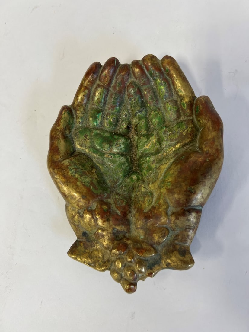 Bronze Two Hand Soap Dish: With foundry mark at underside.