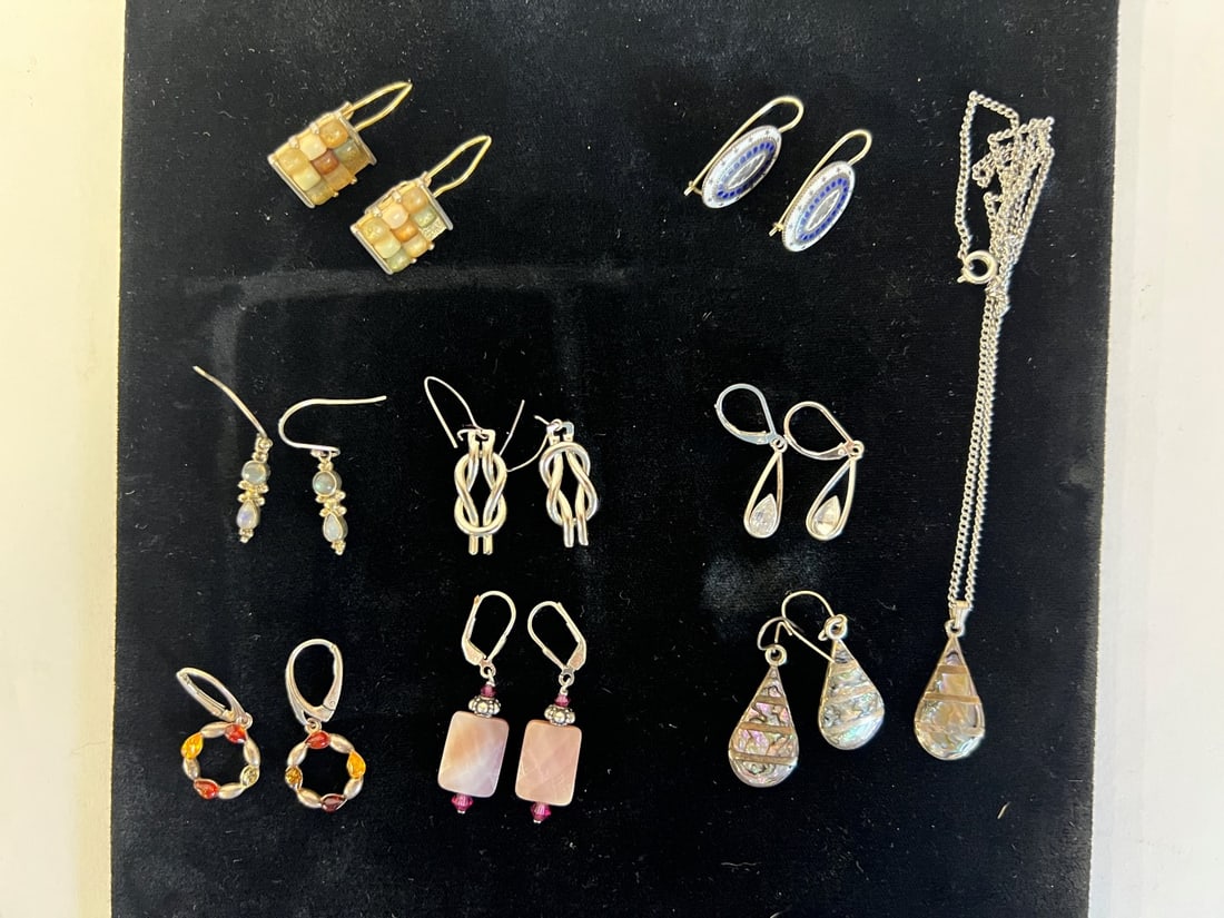 Vintage Sterling Silver Earrings ( 8 pr. ) (1 of 1)