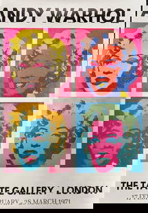 Andy Warhol Poster Marilyn Tate Gallery: Feb -Mar. 1971 24"h. x 16"W