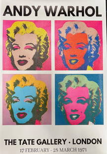 Andy Warhol Poster Marilyn Tate Gallery: Feb -Mar. 1971 24"h. x 16"W