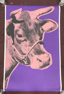 Warhol Ltd. Ed. Lithograph Cow: Marked Modern Art Pavilion Seattle Center. Marked Andy Warhol in the margin. Marked Nov. 18th 1976. and Jan. 9 1977 C. AWE (Warhol Estate)45 1/2"H. x 30"W