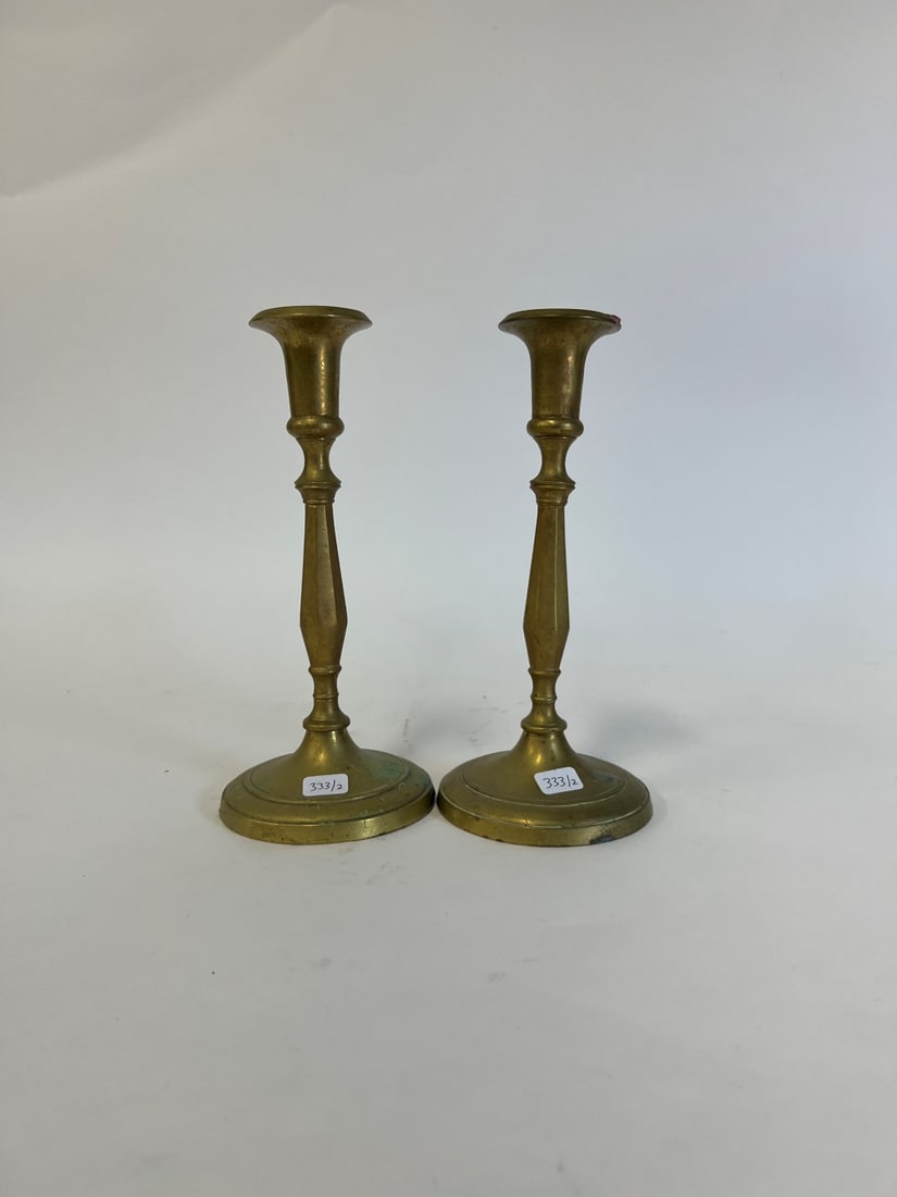 Pr. Antique Brass Candlesticks. (1 of 2)