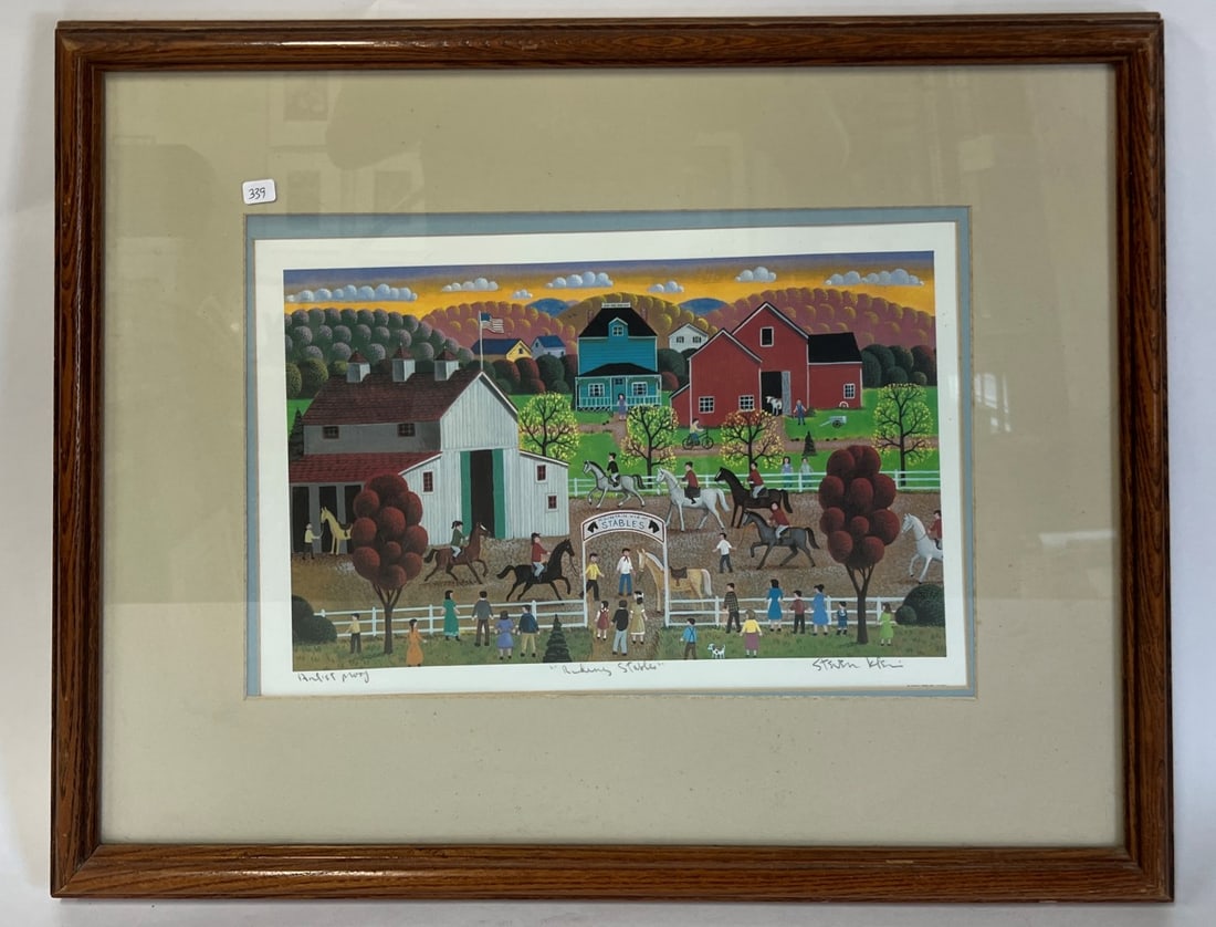 Steven Klein. Ltd. Ed. Lithograph Signed: " Riding Stables" Artist Proof ,marked LL. Signed LR. 20" H x 26"W Gallery Matted and Framed.