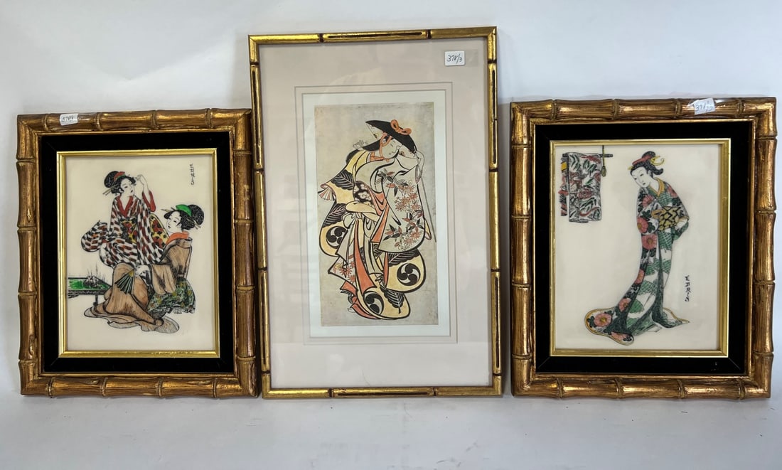 Dealer's Lot of Oriental Tiles & Silkscreen (3) (1 of 4)