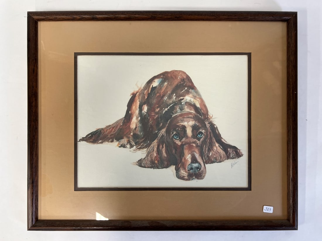 Kris. Pastel. Winsom Dog. Signed.: Pastel on paper. Signed lower right. Gallery matted and framed. 18" x 21"