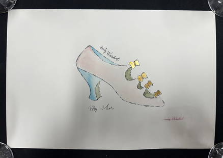 Andy Warhol "My Shoe" Lithograph: Andy Warhol Sgd. above shoe and with a second Andy Warhol beneath shoe. 16 1/2"W x 11 "H.