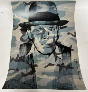 Andy Warhol Portrait Lithograph: Signed at the right Andy Warhol. Seal in the paper Galerie Ricke impressed 5-koin lindenstrabe 22 26 1/2|H. x 20"W. “Spatterware” depictions throughout.