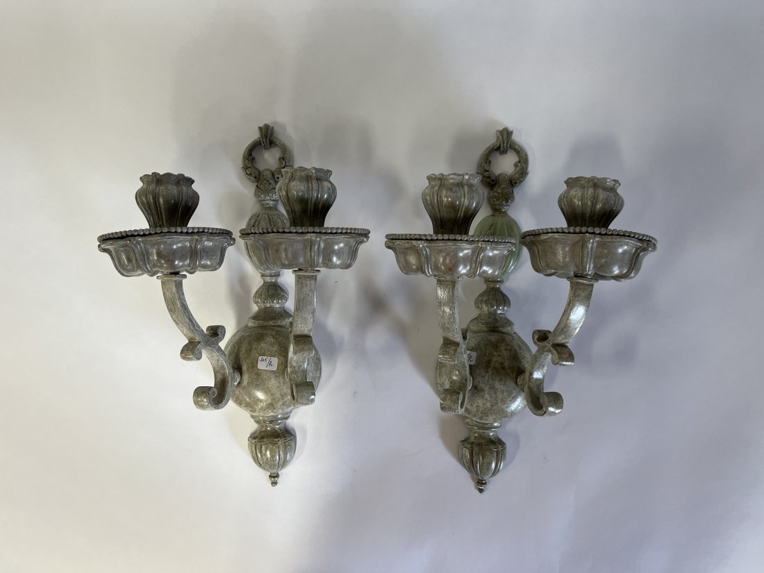 Pr. Antique Cast Iron Candleabra Wall Sconces (1 of 5)