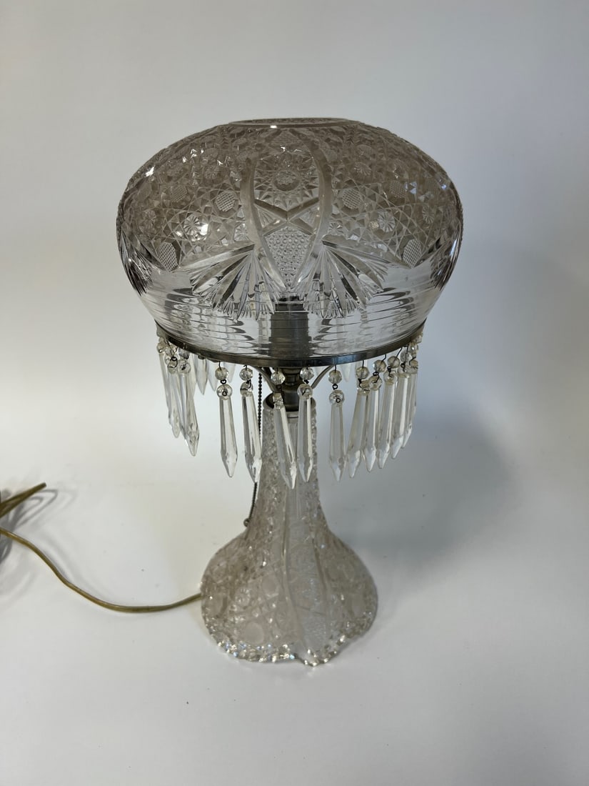 Lead Crystal Table Lamp With Hanging Crystals Auction