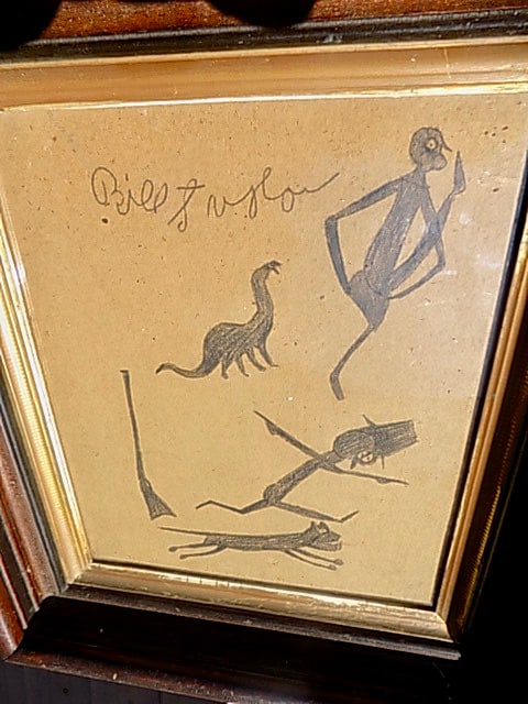 Bill Traylor. Pencil & Crayon. Signed: "Figures" signed Bill Traylor, pencil and crayon on cardboard, 10" x 12" with a Luise Ross Gallery label on the reverse.