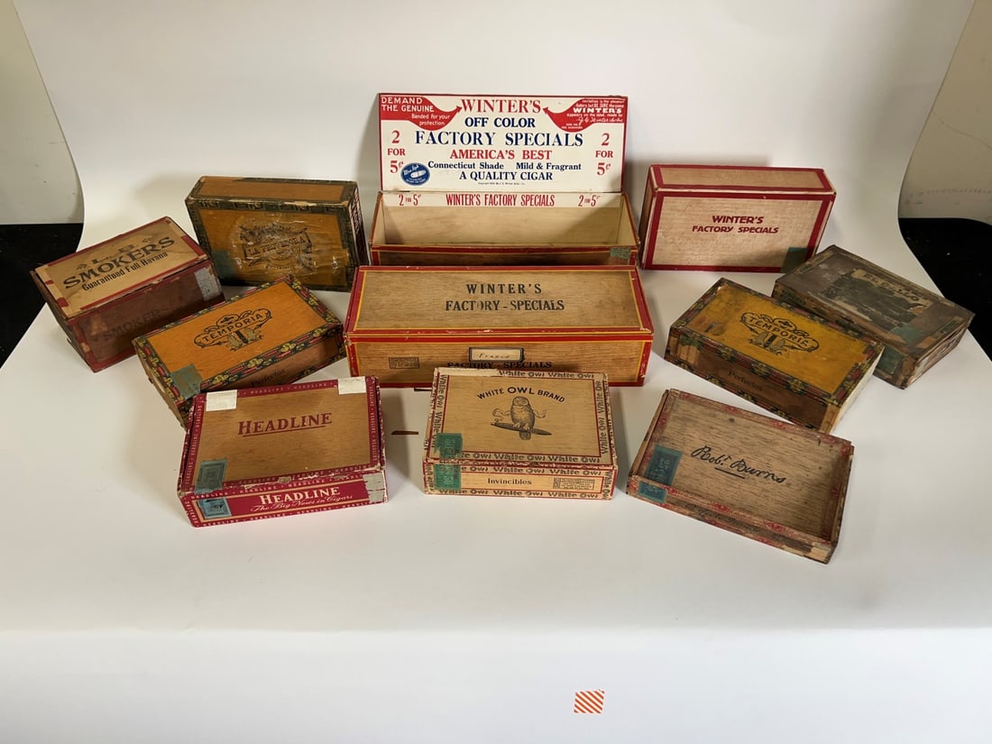 Collector or Dealer's Lot of Antique Cigar Boxes (10) (1 of 2)