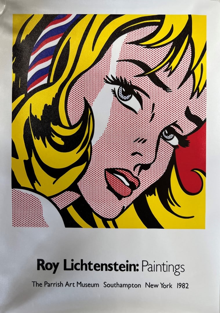 Litchtenstein Poster on Canvas: For an exhibition of Lichtenstein paintings at the Parrish Museum in Southampton, New York 1982 26"H. x 18"W
