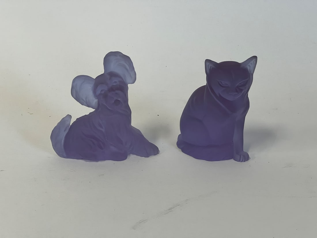 Lalique Purple Cat and Dog Figures (2) (1 of 4)