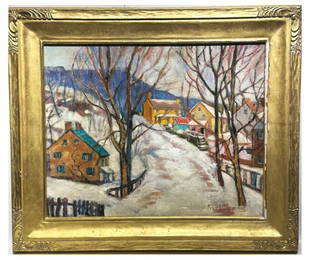 Fern Coppedge; Important American Oil Winter Evening Signed