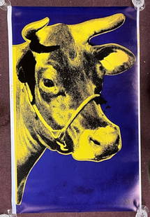 Andy Warhol Lithograph. Cow: Signed in yellow lithographed script letters Andy Warhol. Copyright Factory Edition, 1971. 45 3/4"H x 29 3/4"W