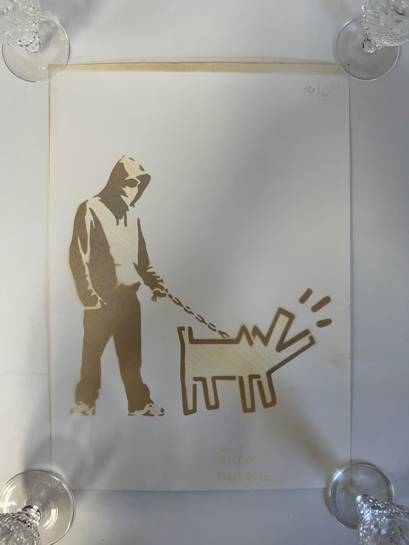 Banksy Ltd. Ed. Lithograph: Numbered 943/06 at the bottom and pencil marked and stamped 28/24 at the upper right. 16 5/6"H x 11 5/8"W