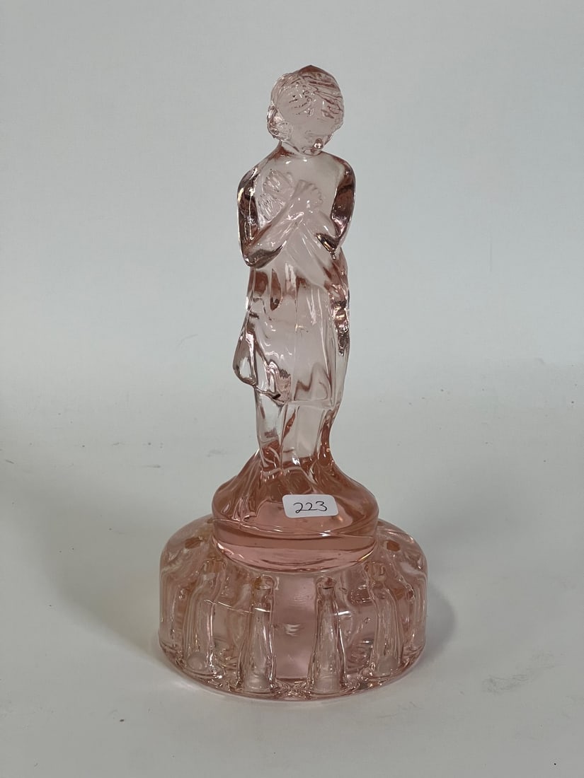 Cambridge Pink Glass Lady Flower Frog: 8 3/4"H