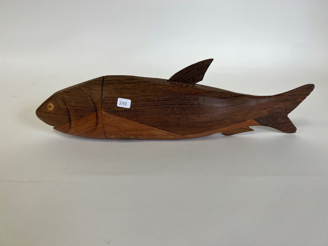 Folk Art Carved Fish Signed and Numbeed (1 of 3)