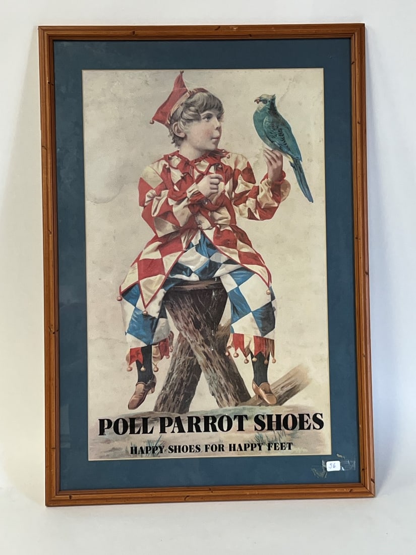 Poll Parrot Shoes Advertisement: "Happy Shoes for Happy Feet" Gallery matted and framed. 25"h x 17"W