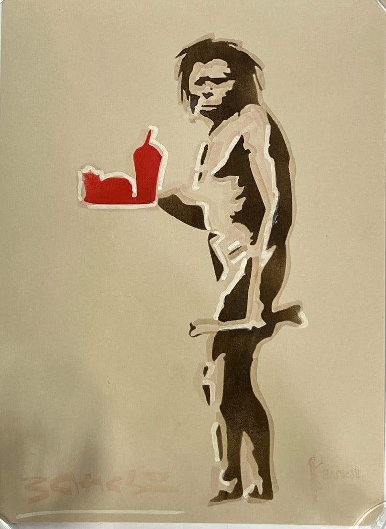 Banksy Mixed Media Signed: 11 1/2"H x 8 1/4"W