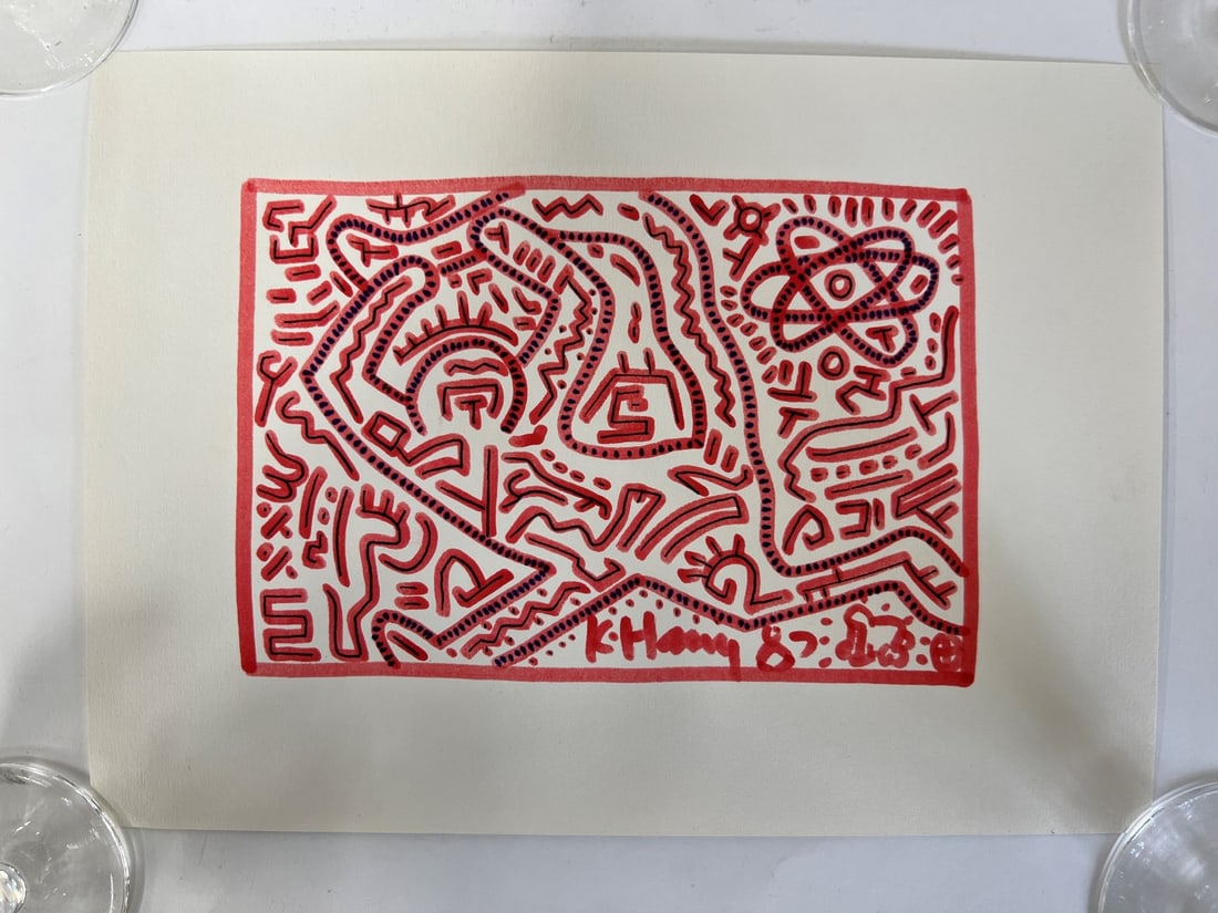 Keith Haring Drawing Sgd K. Haring & Dted 87 (1 of 3)