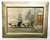 Guy Wiggins; 20thC. American Oil Winter at the Plaza Signed