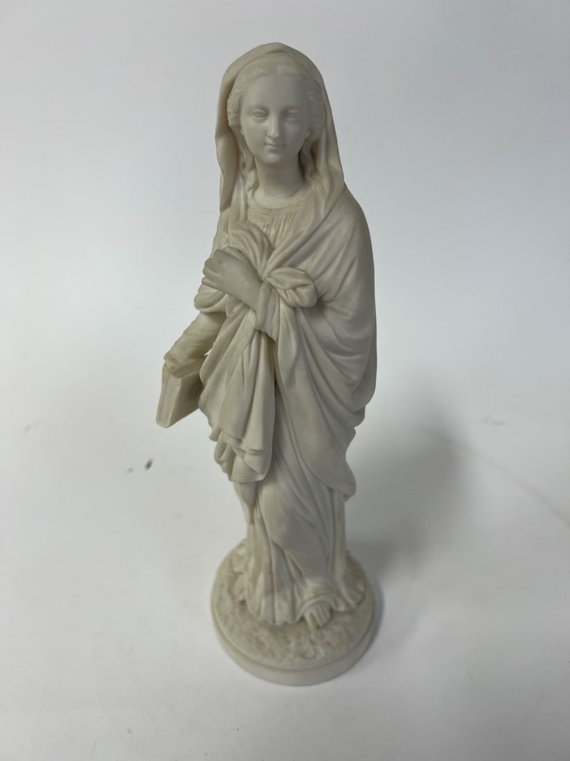 Bisque Figure. Religious Lady with Book: 12"H Brooklyn Museum of Art original purchase tag still on for $65