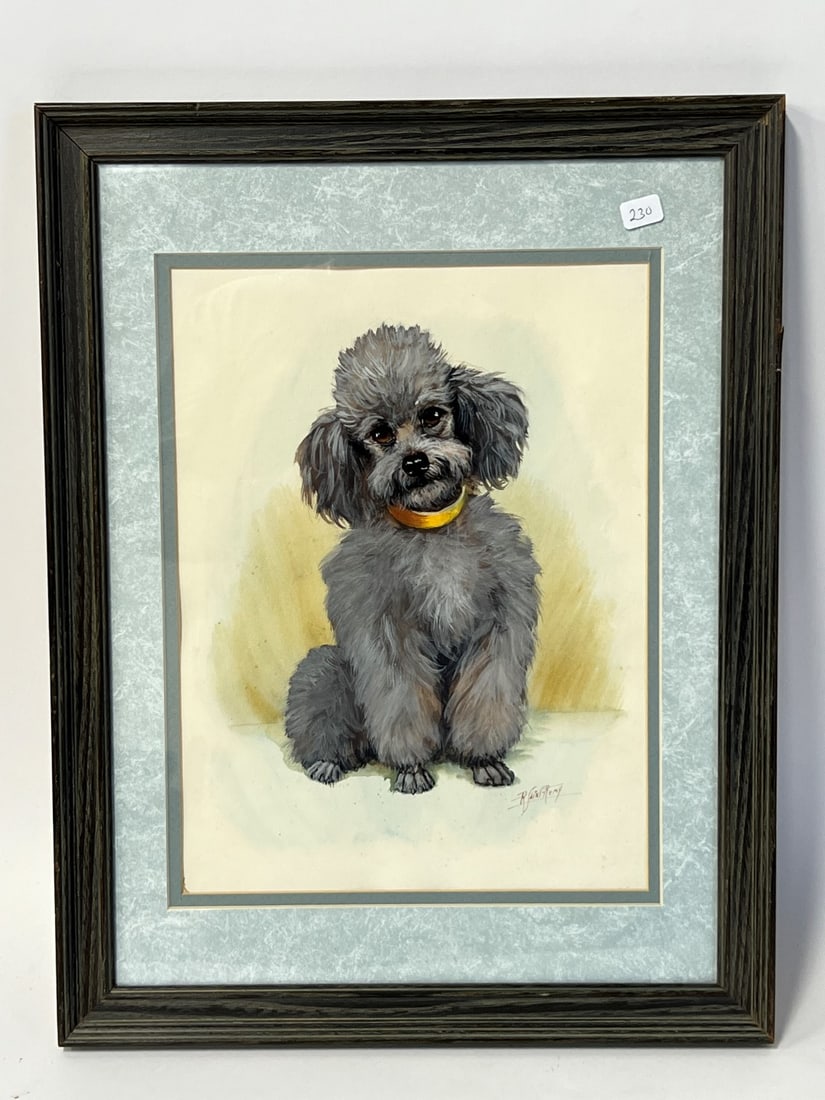 R. St. Remy Pastel. French Poodle Signed: Framed Overall size 17 3/4"H x 13 5/8"W