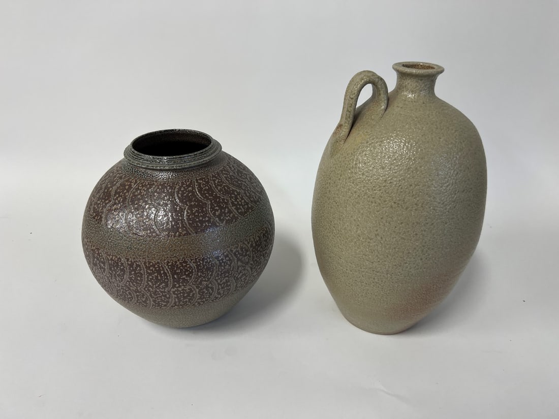 Ben Owen III Stoneware Jug & Vase Sgd. (1 of 6)
