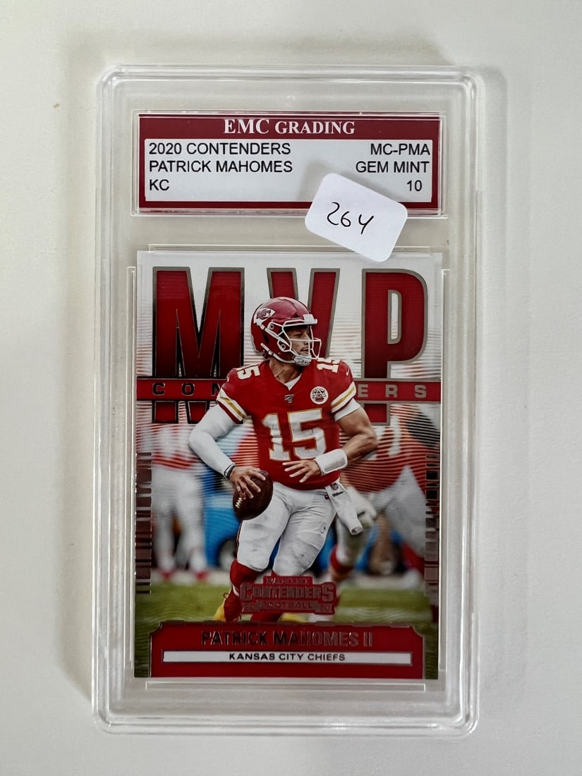 Patrick Mahomes Graded Card: In protective plexiglass frame