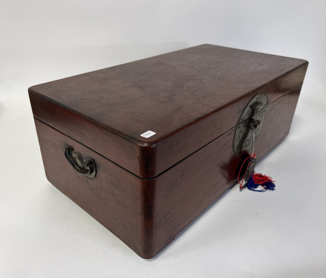 Antique Mahogany Oriental Box. Extensive Calligraphy (1 of 4)