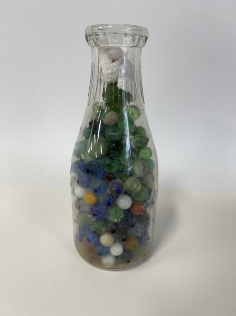 Bordens Milk Bottle Filled With Antique Marbles (1 of 1)