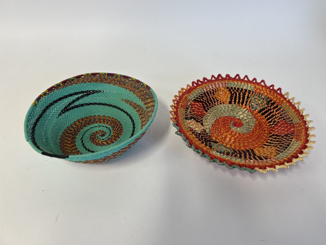 Southwestern Basket Bowl and a Basket Tray: 7 1/2"W and 8 3/4" W