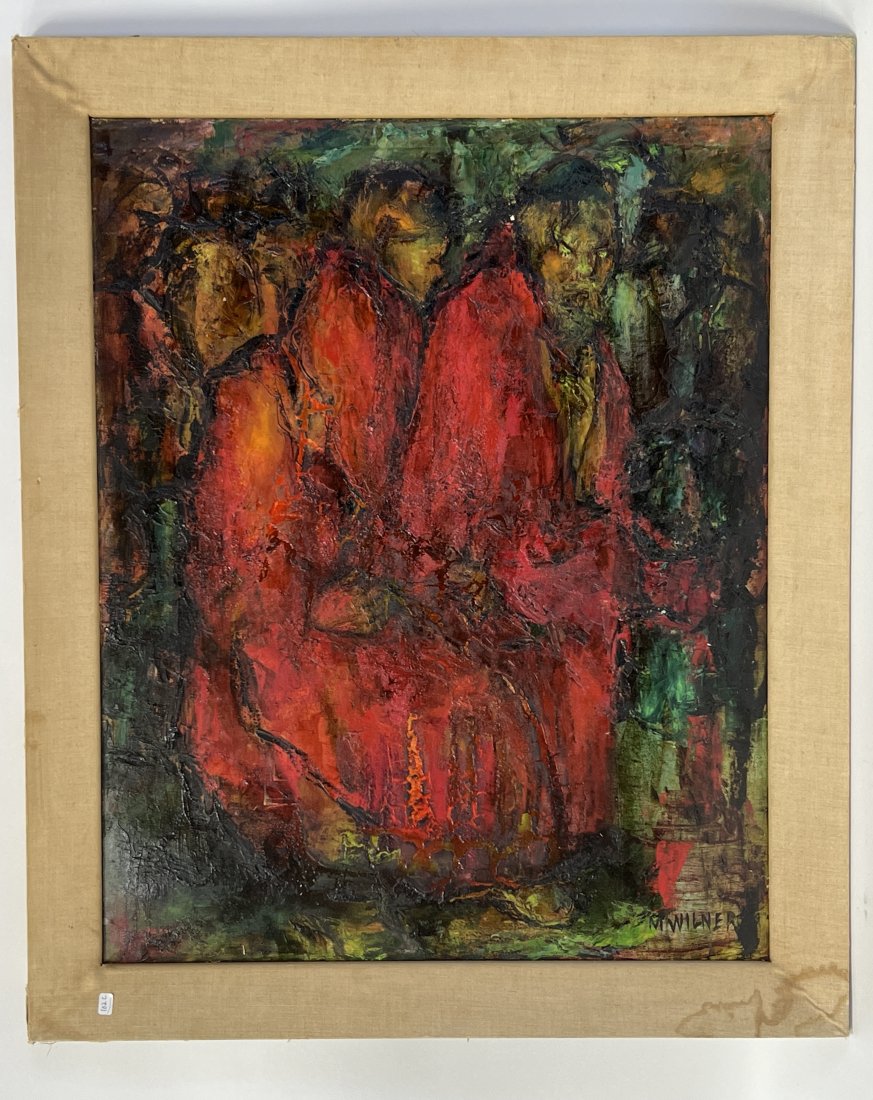 Marie Wilner.The Passers-By Signed: Oil on canvas. Abstract. Signed M. Wilner bottom right (American 1910-1995) Known for urban landscapes and and genre paintings as well as abstract. More than 25 Ask Art price listings with high price 