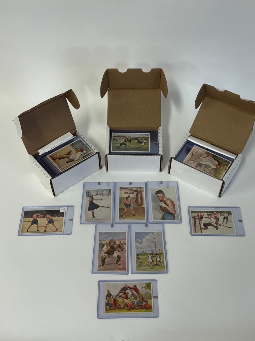 1932 Sanella III Multi Sport Lot: Full color cards. Lot consists of Sonja Henie; Max Schmeling; Japanese Catcher ; Hockey; Soccer. In great condition. for cards almost 100 years old. All in indiividual sleeves