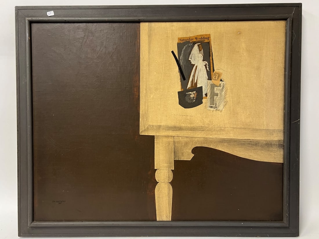 Unusual Collage. Wood on Wood Panel: " x " Framed size.