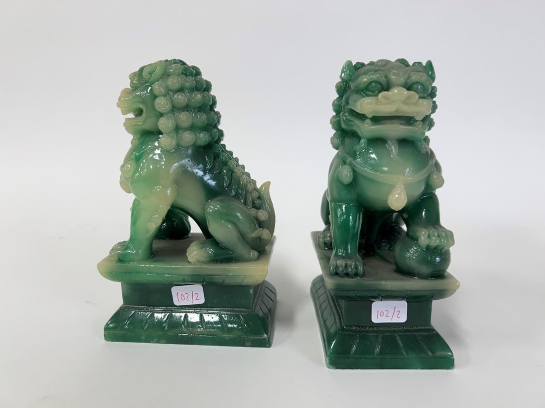 Jade Pr. of Foo Dogs: 6 3/4"H
