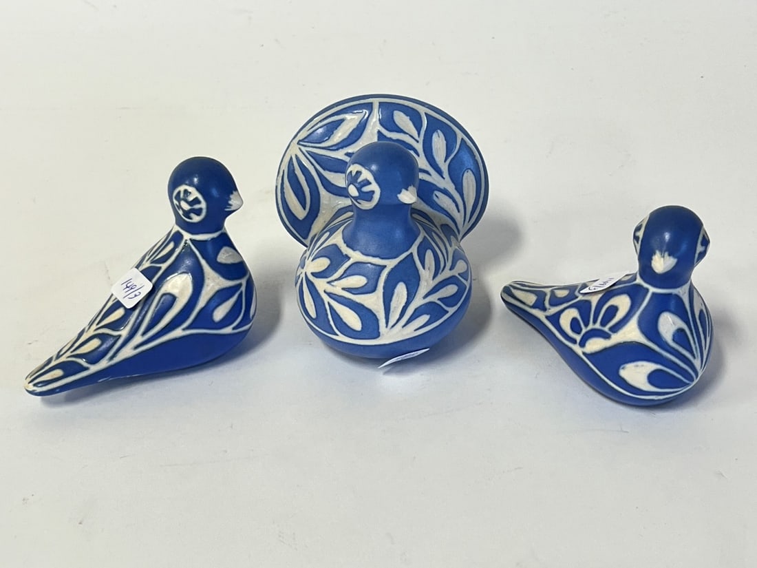 Pablo Zabal Pottery Bird Figures (3): Marked at the underside and at the back Pablo Zabal Chile. Three in the lot. 4"H to 3 1/4"H.