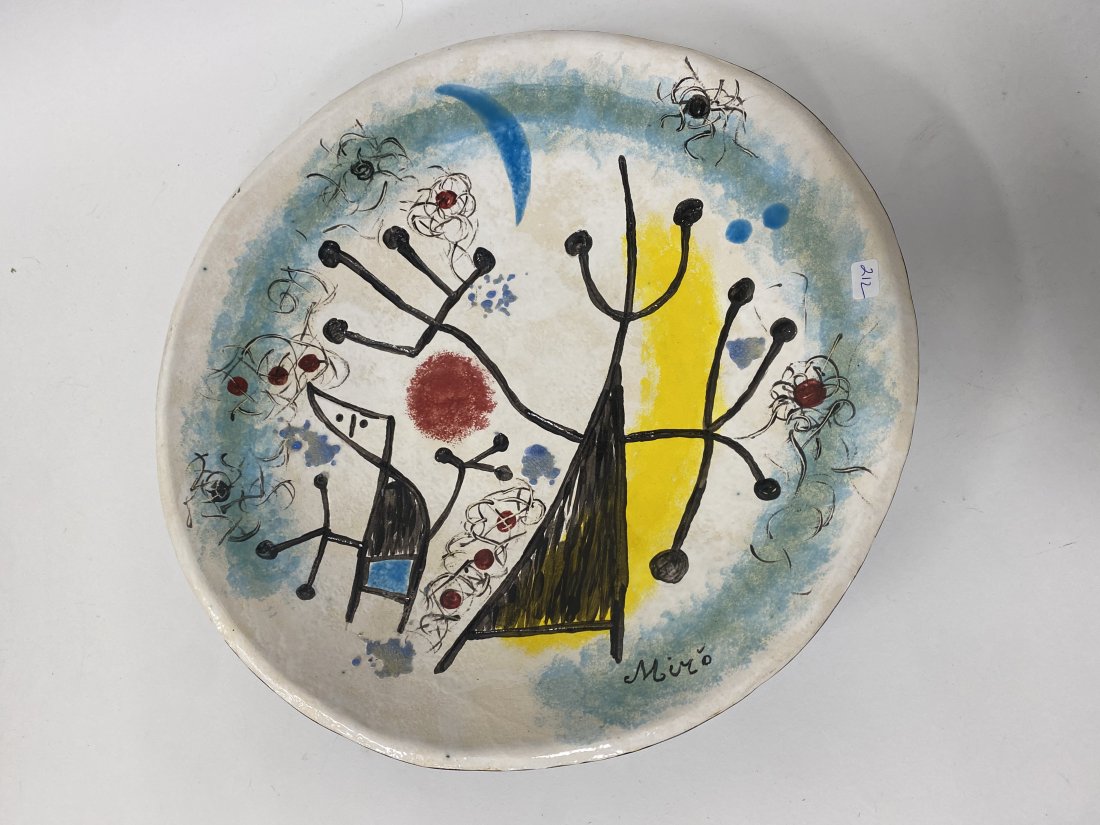 Attr. to Miro. Monumental Charger Sgd.: Signed in the plate. 16"D