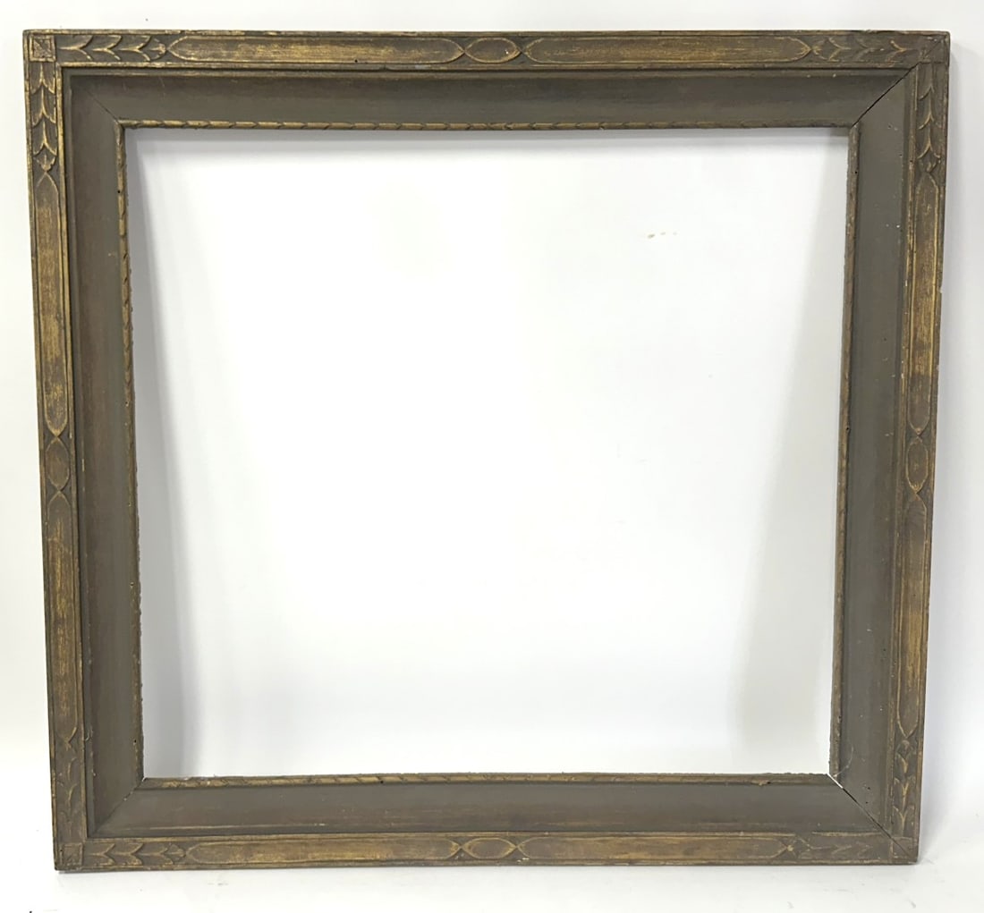 American Hand Carved and Gilt Frame: Well carved and gilt frame; 24.5in. X 26.5in.(rabbet-inner), 31.5in. X 33.5in.(outside)