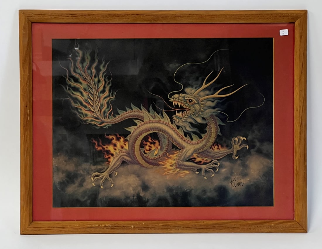 K. Chin Oriental Print. Dragon. Sgd. (1 of 4)