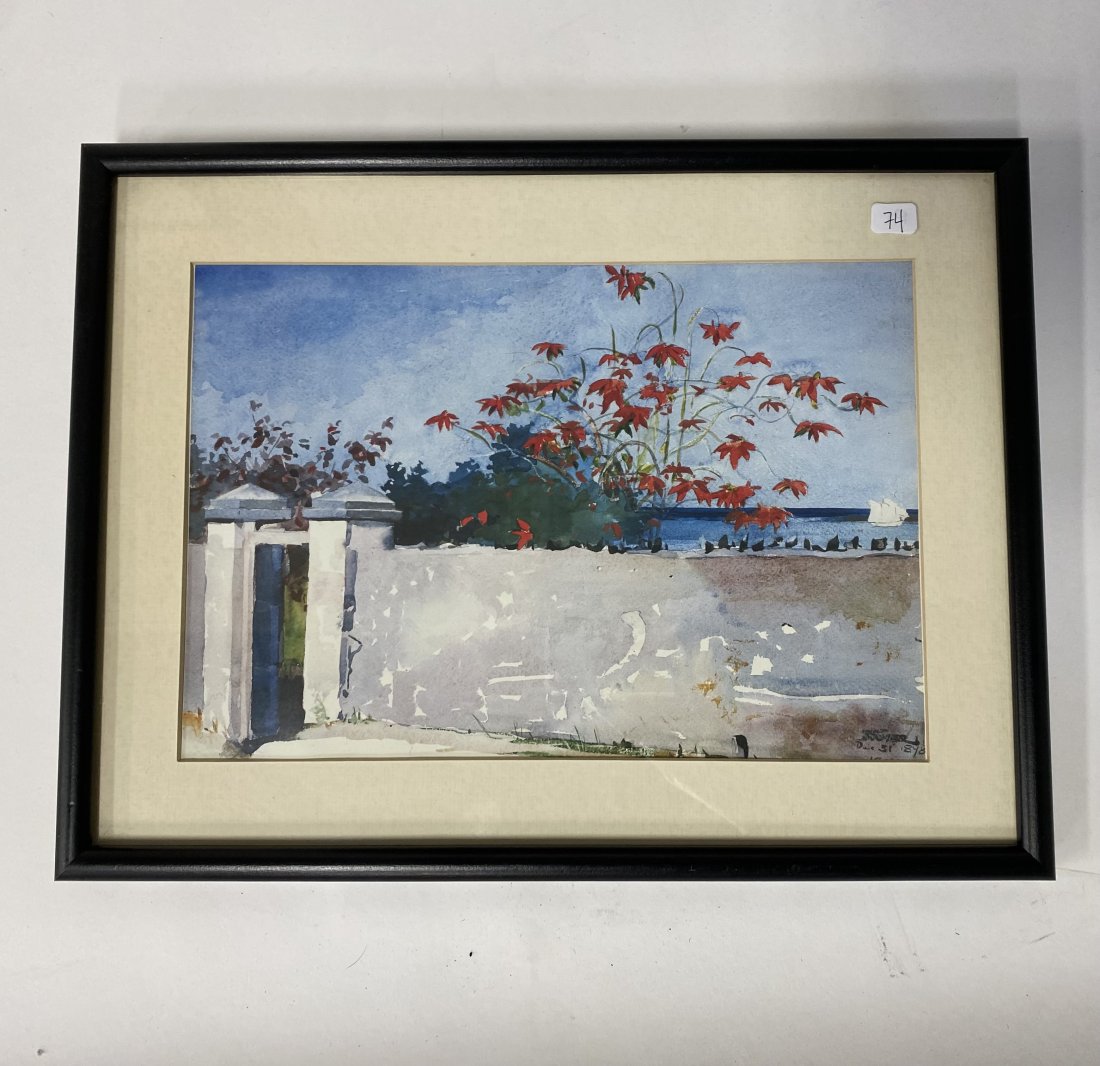Watercolor, Tropical Scene, Signed (1 of 2)